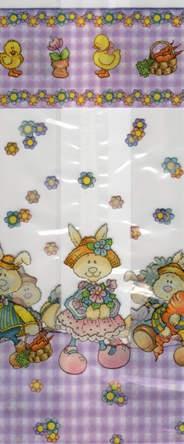 4 X 2 1/2 X 9 1/2  (SPRING BUNNIES) Clear Gusseted Bags (Qty 25) 1#